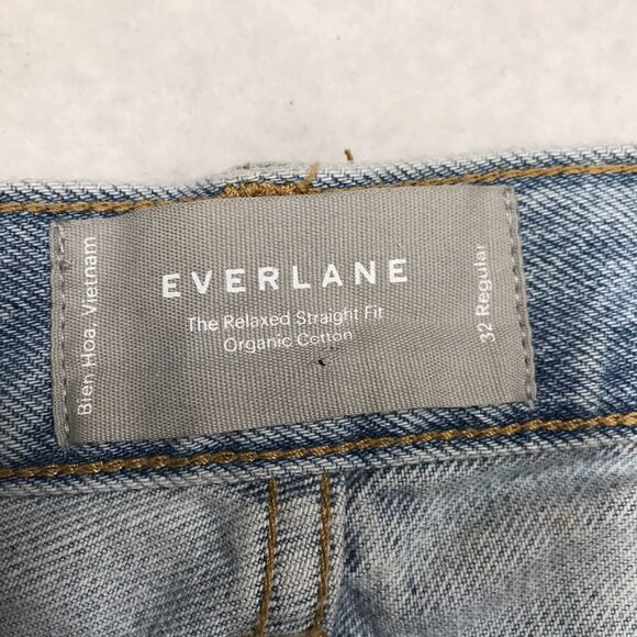 NWT EVERLANE Jean Women 32(38x28) Relaxed Straight Hi Rise Light Wash Organic - Picture 8 of 16